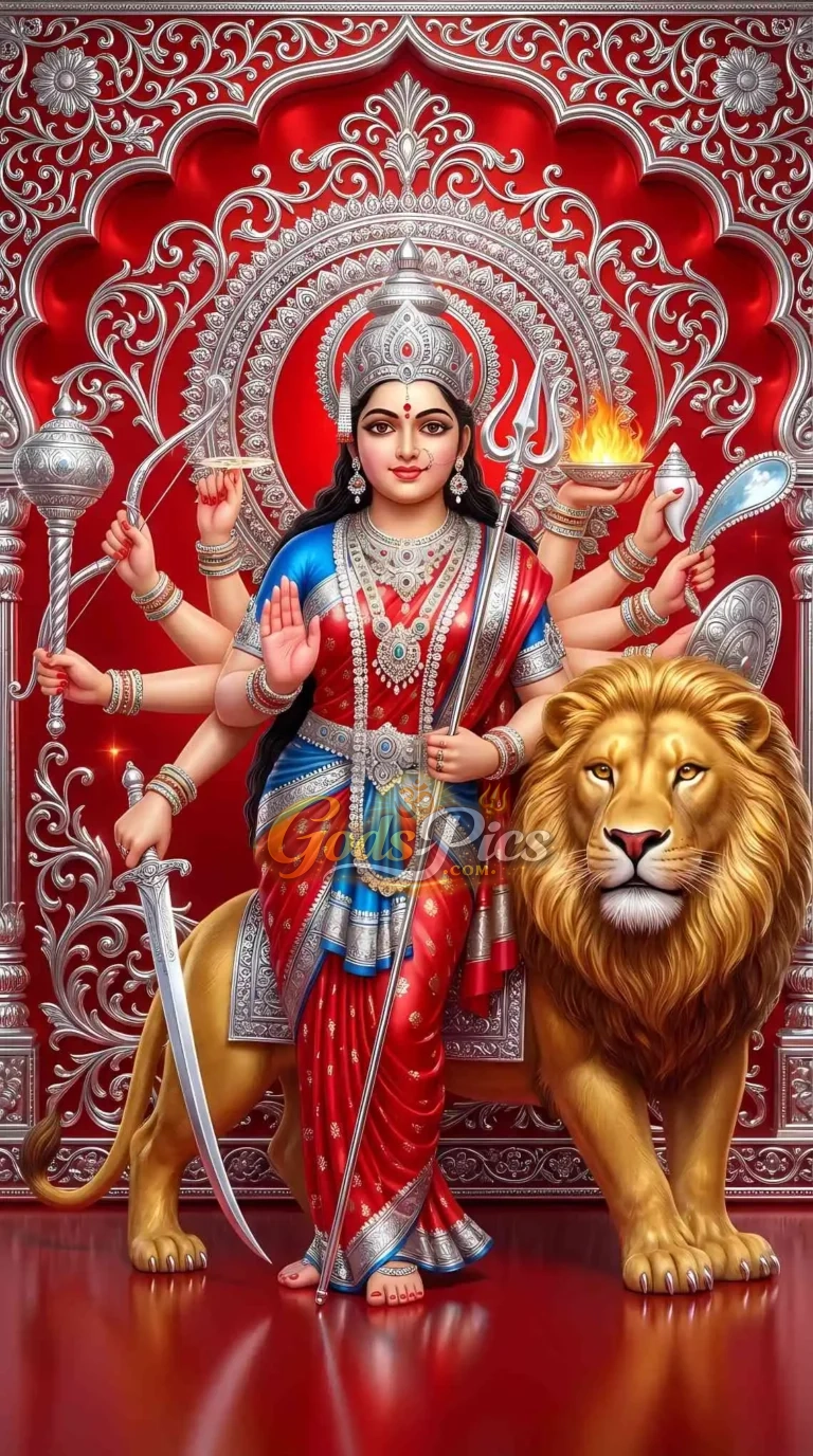 Maa Durga with Lion Beautiful Wallpaper