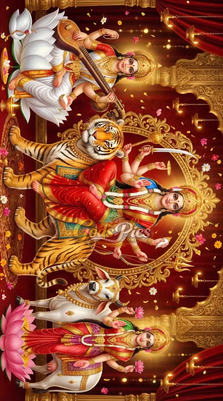 Maa Durga Lakshmi Sarswati Divine HD Artwork (2set Images)