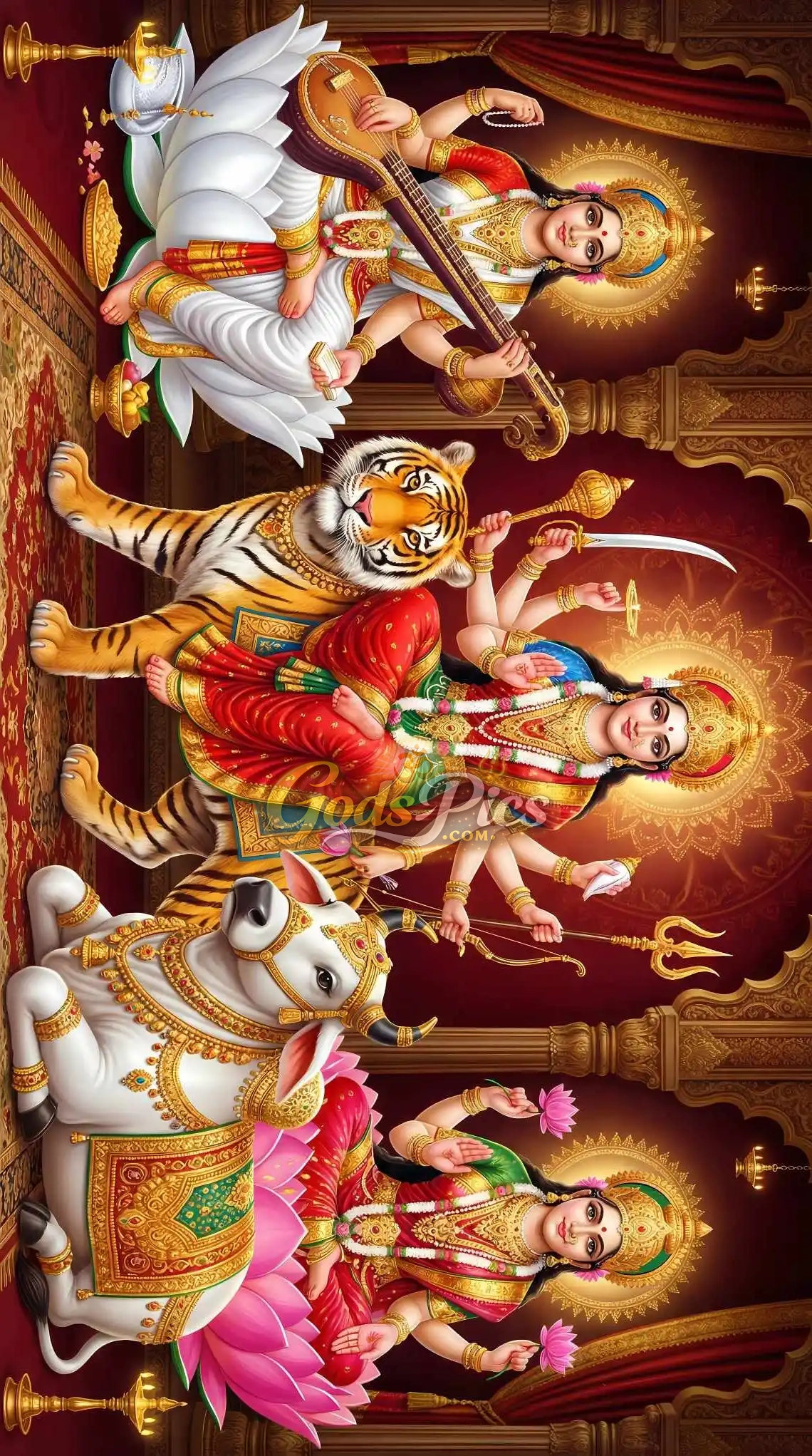 Maa Durga Lakshmi Sarswati Divine HD Artwork (2set Images) - Image 2
