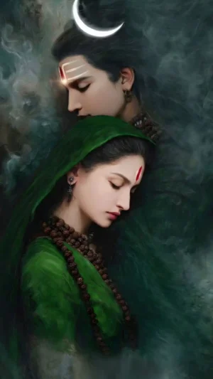 Lord Shiva And Parvati Painting HD Wallpaper