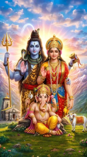 Divine Shiva Family–Digital Artwork