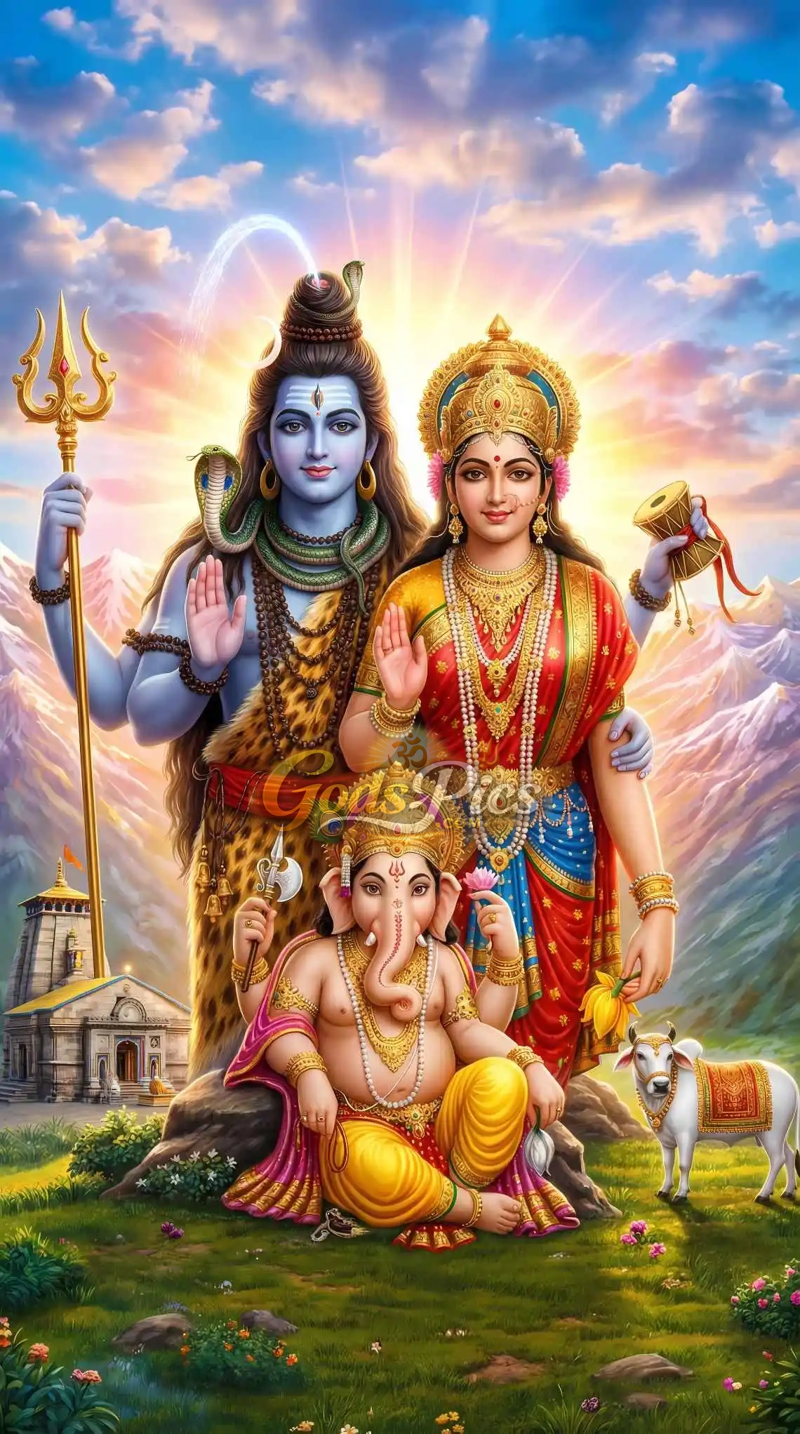 Divine Shiva Family–Digital Artwork
