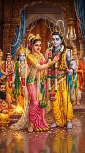 Lord Shiva And Parvati Vivah HD Wallpaper