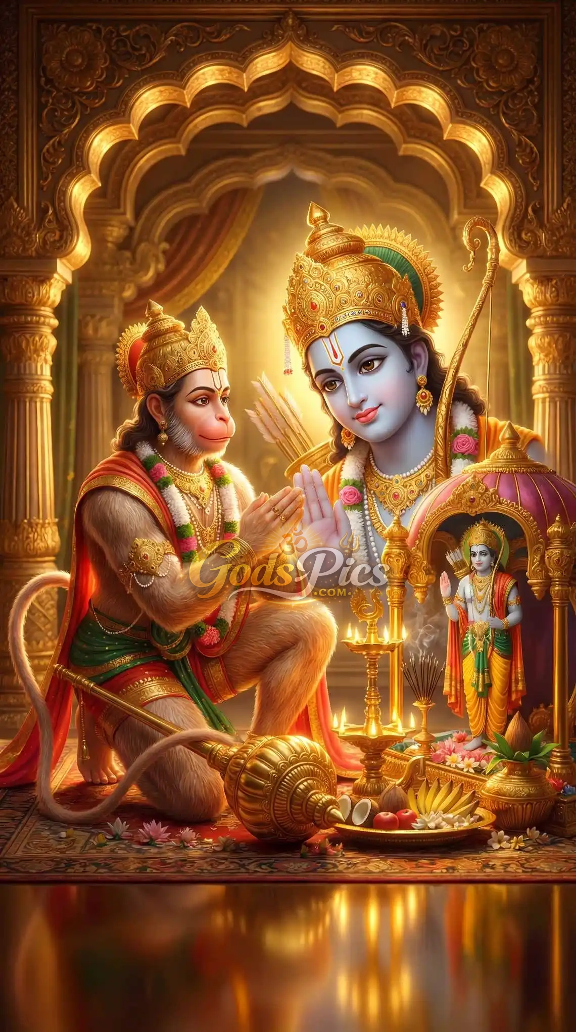 Divine Lord Ram Blessing Hanuman HD Wallpaper