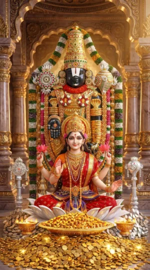 Maa Lakshmi with Tirupati Balaji HD Wallpaper