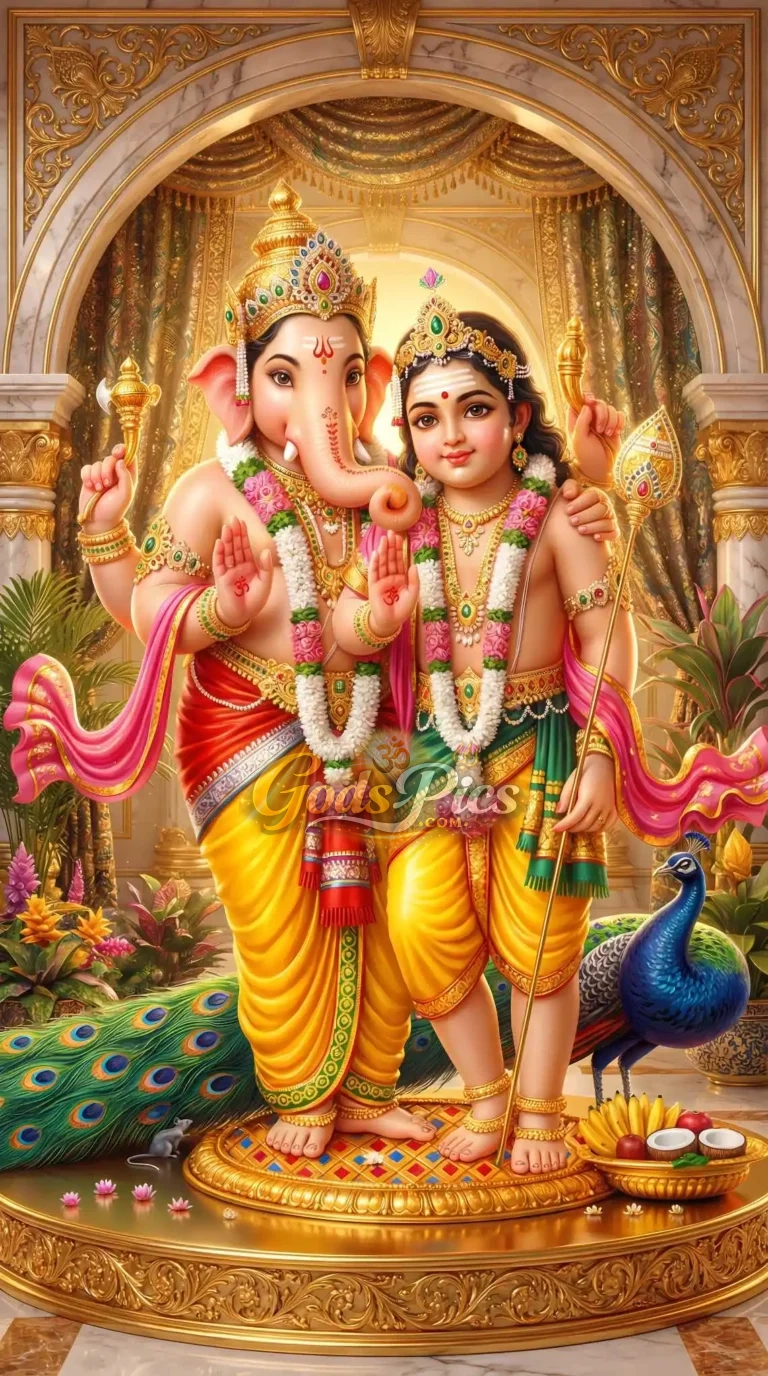 Ganpati Murugan Spiritual Artwork HD Wallpaper (2 Images)