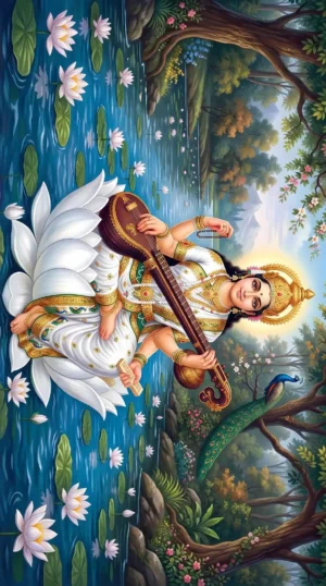 Home 73 Divine Goddess Saraswati Playing Veena Full HD Wallpaper