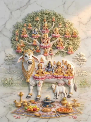 Home 7 Kamadhenu Cow with Hindu Gods HD Wallpaper