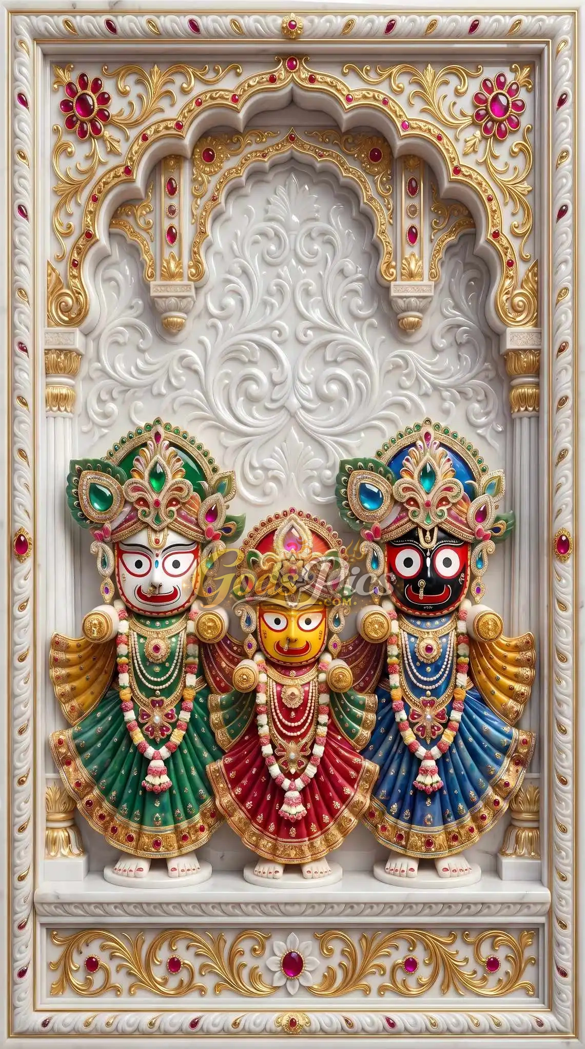 Jagannath Balabhadra Subhadra Divine Marble HD Wallpaper (2 Images) 1 Jagannath Wallpaper, Balabhadra HD Image, Subhadra Devi Photo, Jagannath Temple Art, Hindu God Wallpaper, Devotional HD Image, Spiritual Wallpaper, Puri Jagannath, Bhakti Wallpaper, Religious Artwork, Mobile Wallpaper HD, Divine Temple Art, Hindu Festival Wallpaper, God Images HD