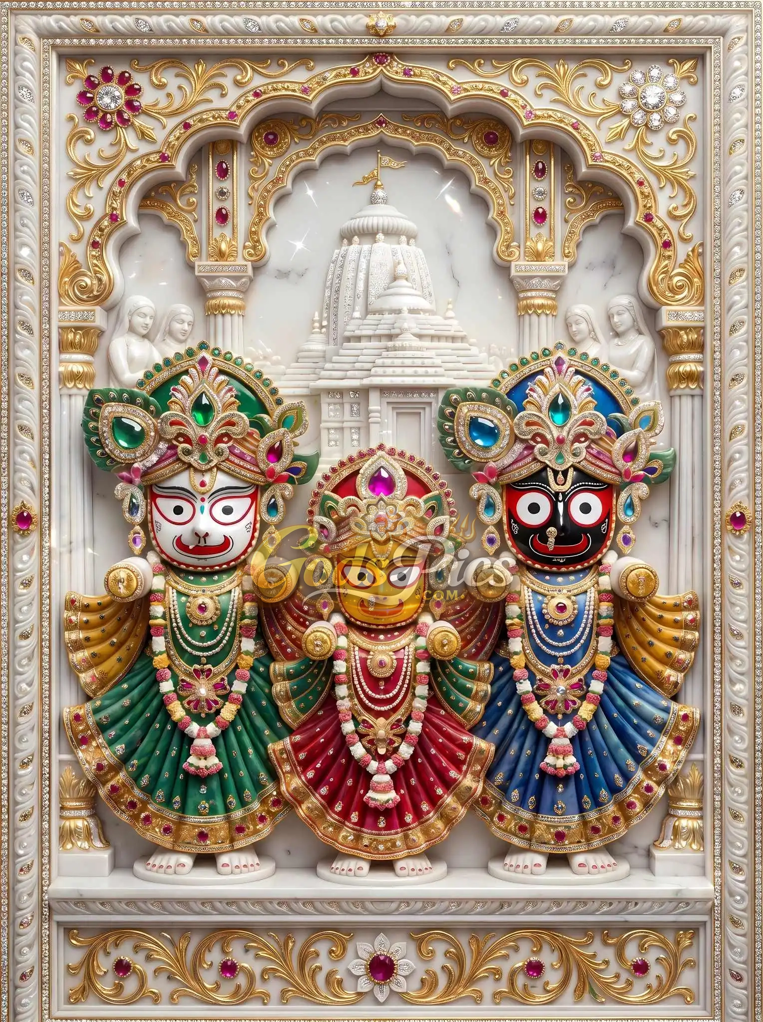 Jagannath Balabhadra Subhadra Divine Marble Temple Wall Art HD Wallpaper 1 Jagannath Balabhadra Subhadra Divine Marble Temple Wall Art HD Wallpaper