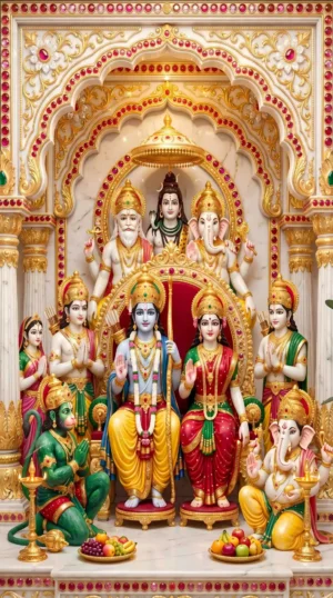 Home 33 Shri Ram Darbar HD Marble Wallpapar