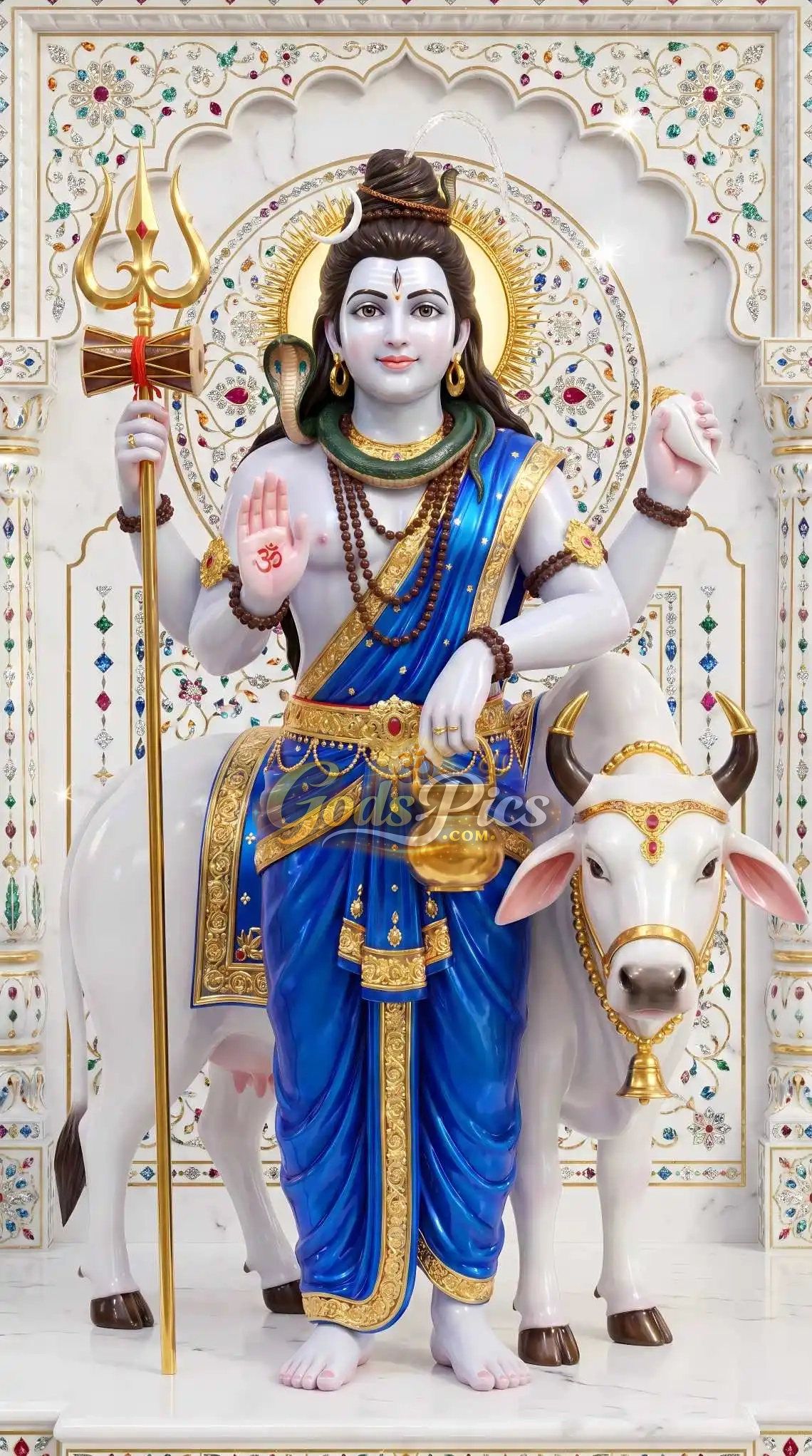 Lord Shiva Full HD Marble Art Wallpaper