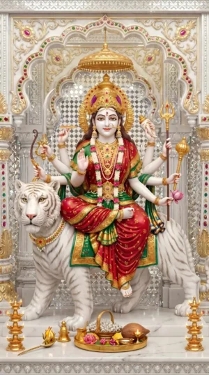 Maa Durga Marble Theme Full HD Wallpaper