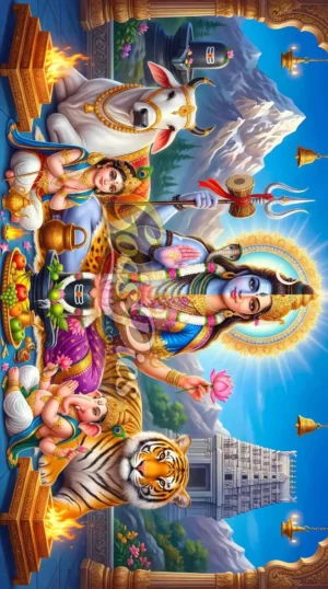 Ardhanarishvara Shiva Shakti Family 4K HD Wallpaper