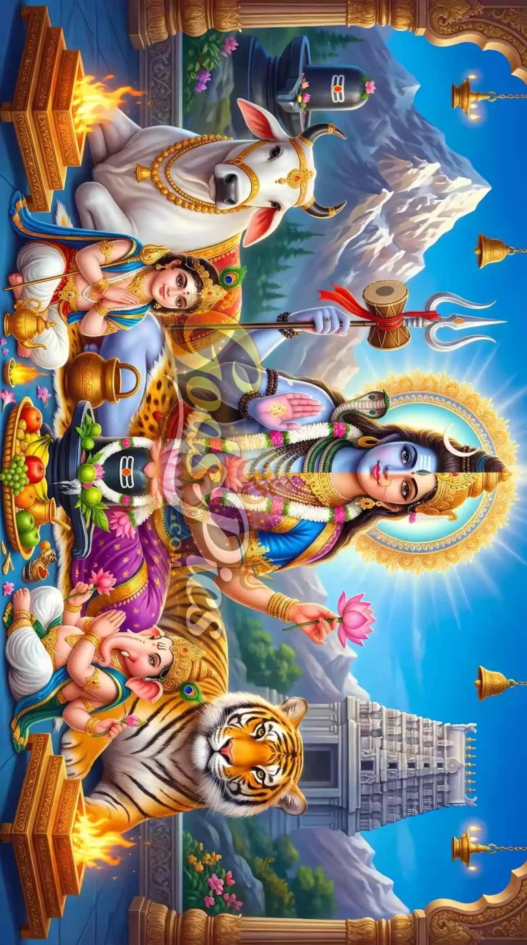 Ardhanarishvara Shiva Shakti Family 4K HD Wallpaper