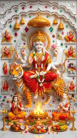 Home 5 Maa Durga Marble Theme Full HD Wallpaper Download