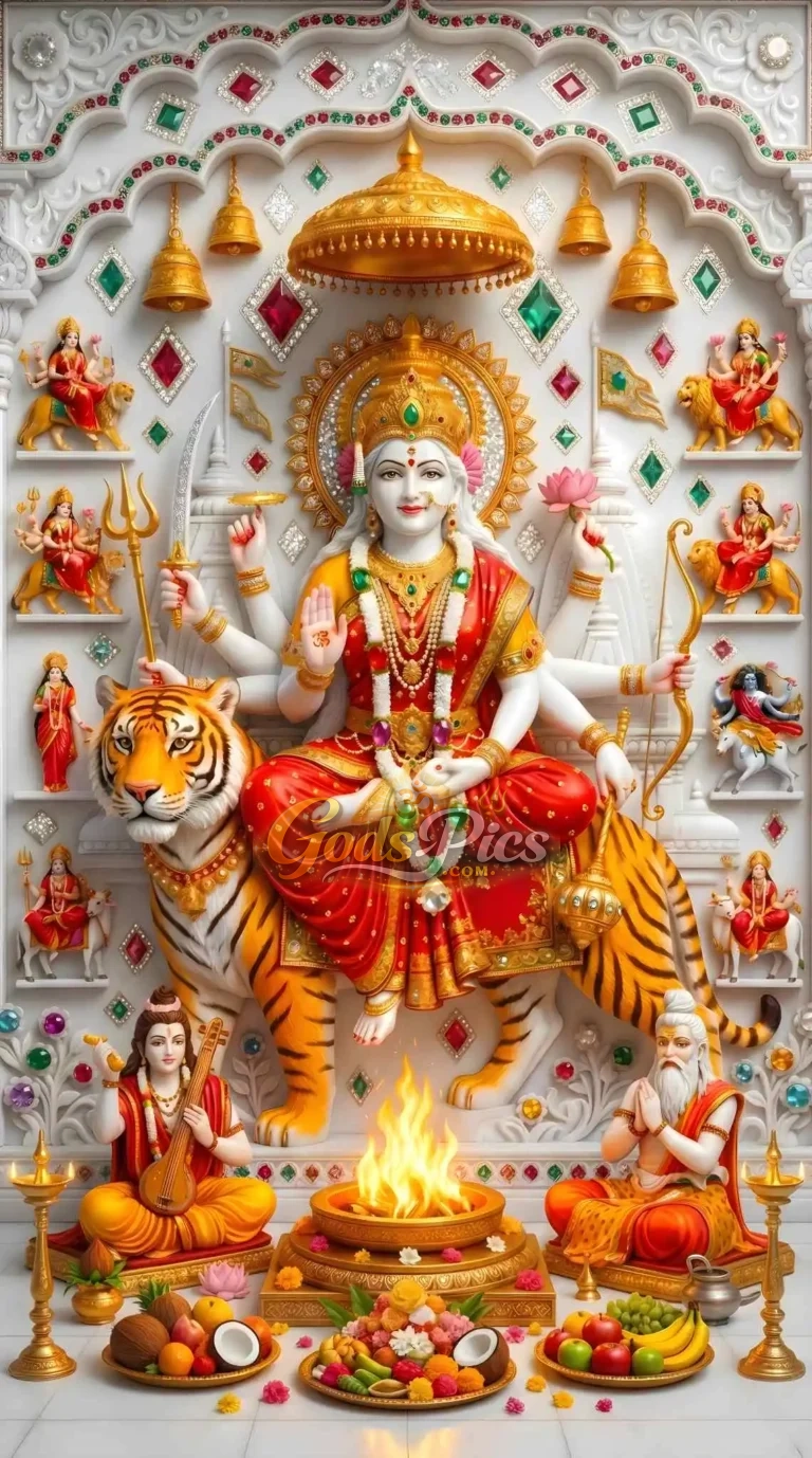 Maa Durga Marble Theme Full HD Wallpaper Download