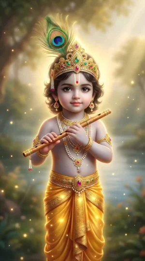 Lord Krishna Playing Flute Free HD Wallpaper Download