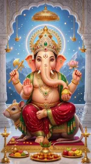 Lord Ganesha 4K HD Marble Wallpaper (2 Images)