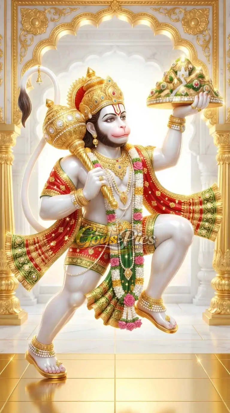 Lord Hanuman Lifting Sanjeevani 4K Wallpaper