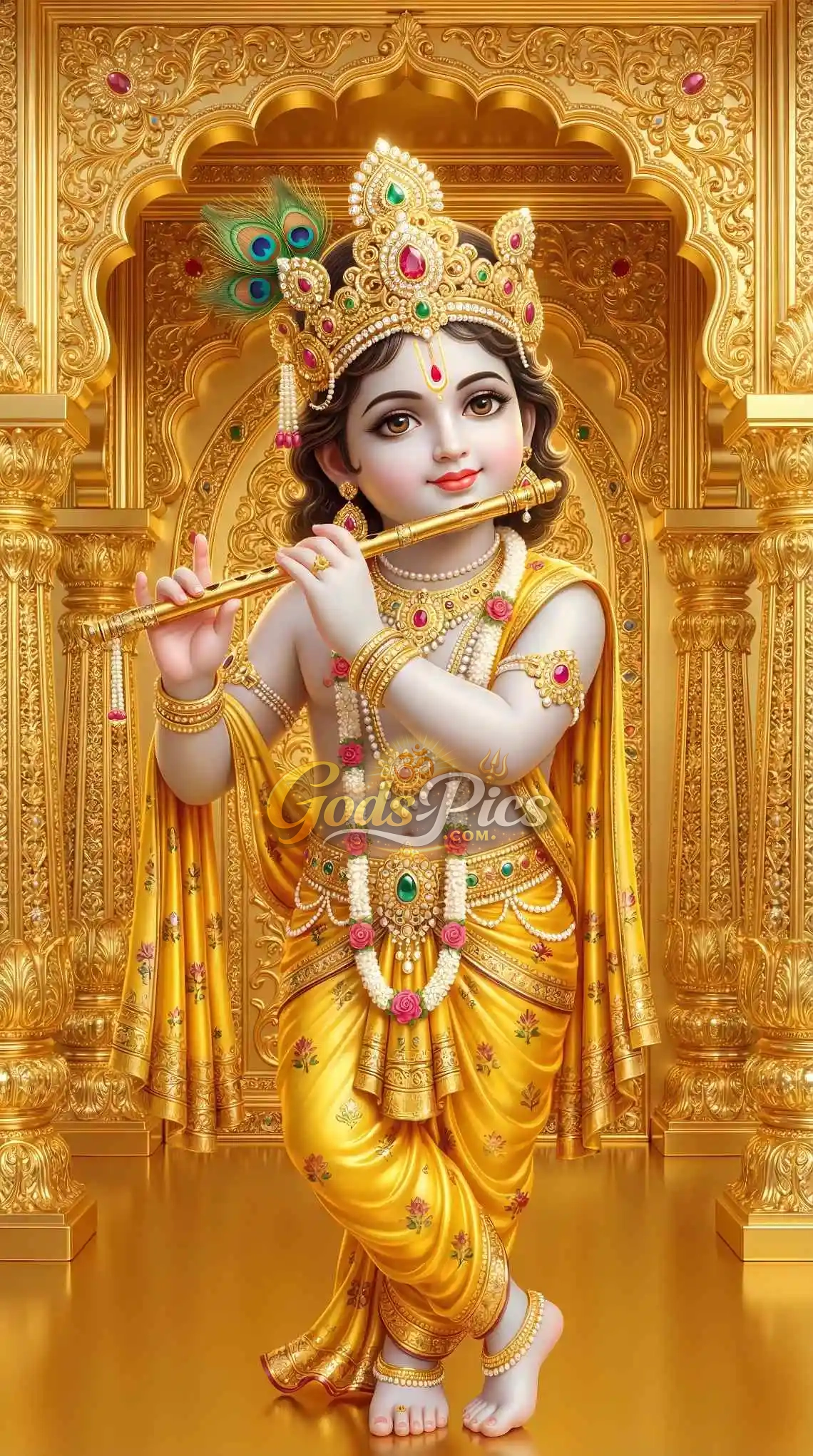 Lord Krishna Playing Flute Golden 4K HD Wallpaper 1 Lord Krishna Playing Flute Golden 4K HD Wallpaper Little Krishna HD Wallpapers Download Baal Krishna HD Wallpaper