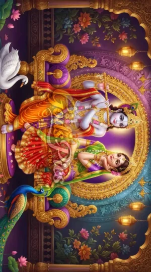 Lord Krishna & Radha 4K Printing Wallpaper (2 Images)