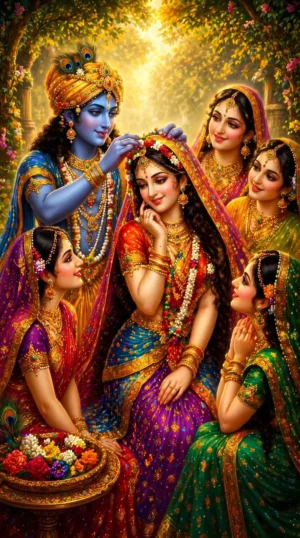 Lord Krishna & Radha With Gopiya 4K Wallpaper Radha Krishna Wallpapers