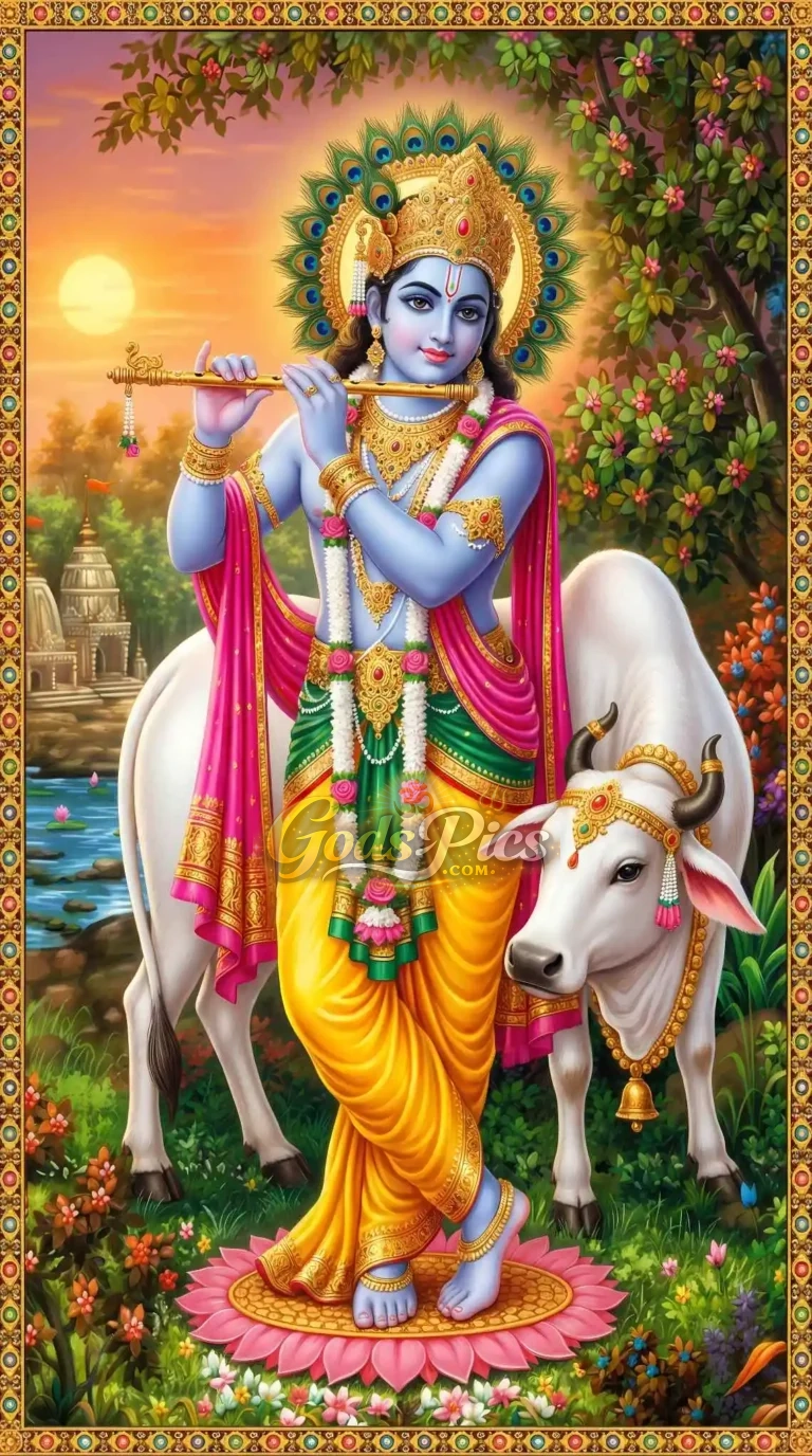 Lord Krishna With Cow 4K HD Wallpaper Download