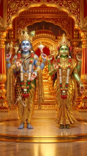 Lord Ram And Maa Sita Full HD Golden theme Wallpaper