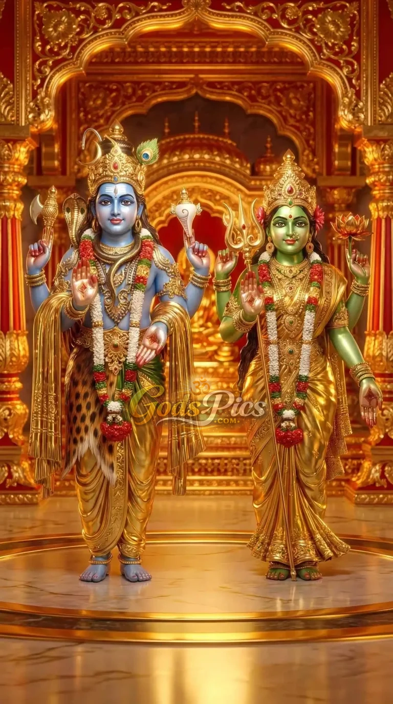 Lord Ram And Maa Sita Full HD Golden theme Wallpaper