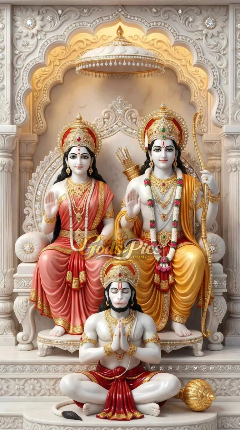 Lord Rama Sita HD Marble Theme Wallpaper (2 Image)