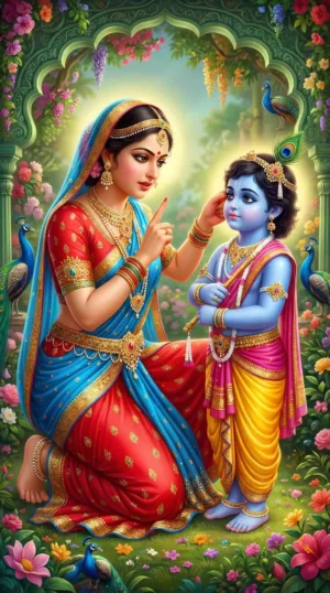 Maa Yashoda & Bal Krishna 4K Wallpaper Download