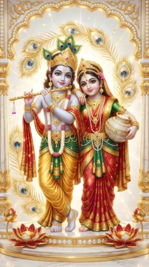 Lord Krishna And Radha Beautiful Marble Wallpaper Download