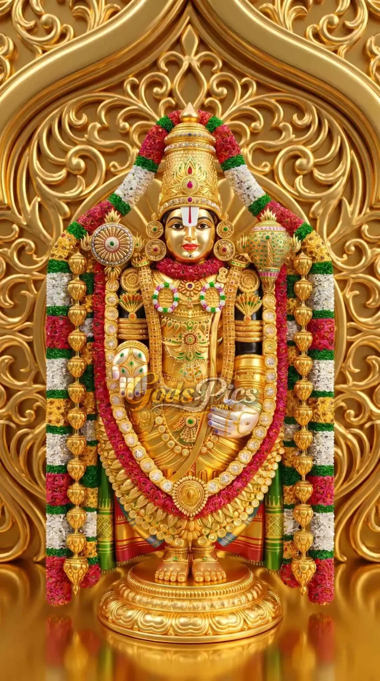 Tirupati Balaji 4K Golden Theme Wallpaper Download