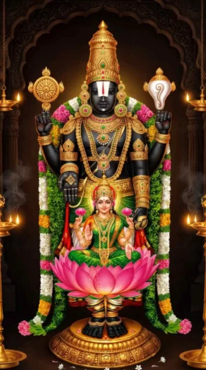 Tirupati Balaji With Maa Laxmi 4K Wallpaper