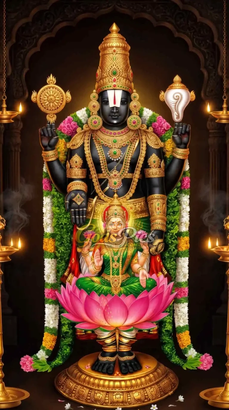 Tirupati Balaji With Maa Laxmi 4K Wallpaper