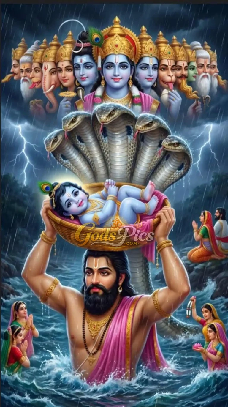 Baby Lord Krishna with Vasudeva Ultra HD Wallpaper Download