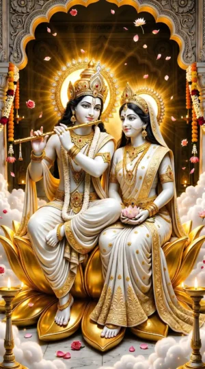Beautiful Radha Krishna 8K Marble Wallpaper