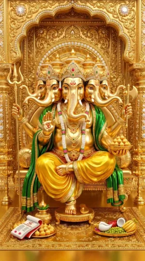 Lord Ganesha 8K Golden Theme Wallpaper