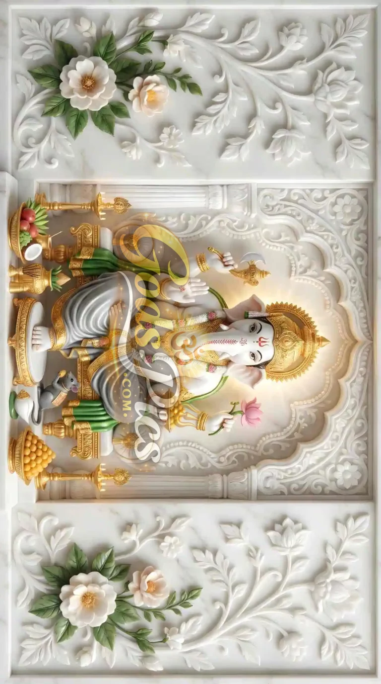 Lord Ganesha Beautiful Marble 16K HD Wallpaper (2 Images)