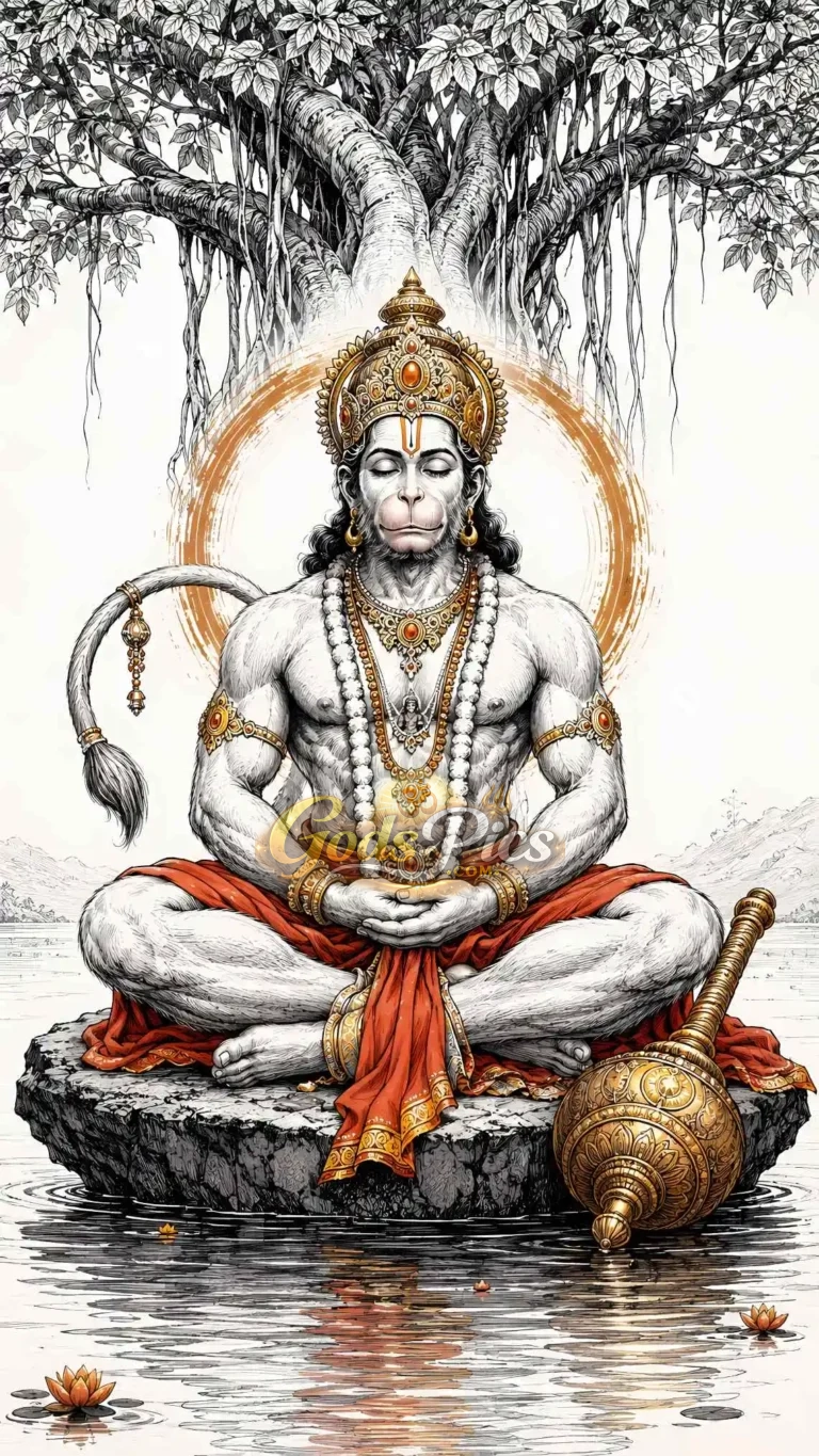 Lord Hanuman Meditation 4K Painting Wallpaper