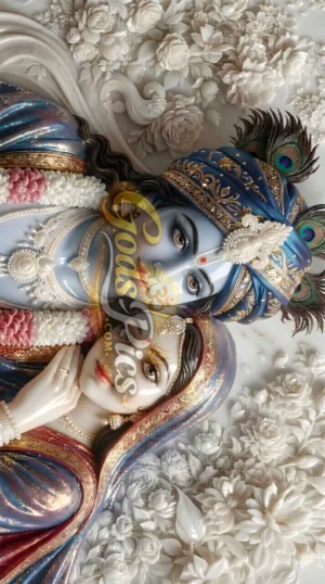 Lord Krishna Radha Best Marble Wallpaper