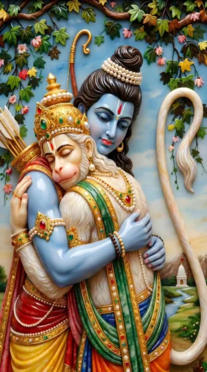 Lord Ram & Hanuman Ji Milan 8K Image