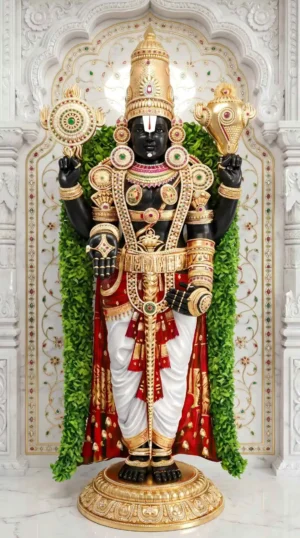 Lord Venkateswara 4K Marble Background Wallpaper