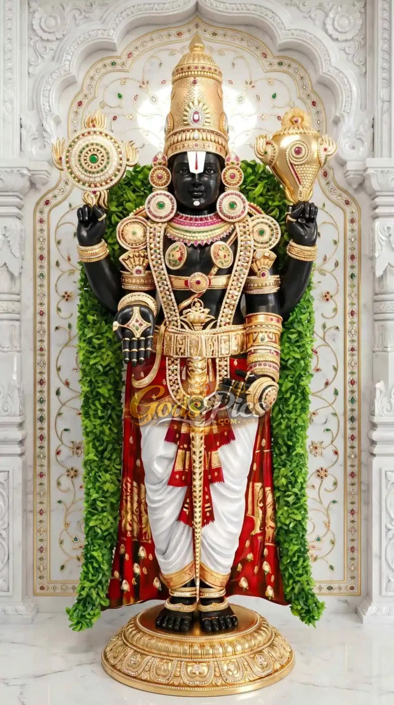 Lord Venkateswara 4K Marble Background Wallpaper
