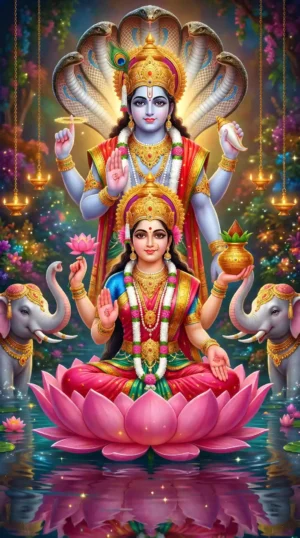 Lord Vishnu & Lakshmi 8K HD Wallpaper