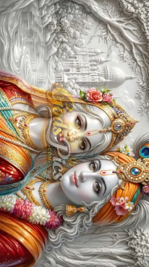 Lord Krishna And Radha Best Marble HD Computer & Printing Wallpaper