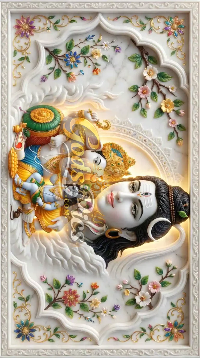 Lord Shiva Ganesha And Krishna Best Marble Wallpaper (2 Images)