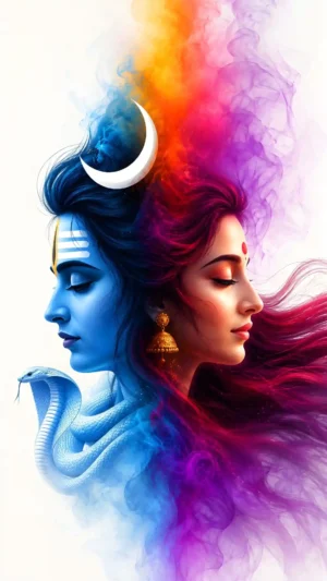 Lord Shiva & Parvati Colorful Free HD Wallpaper