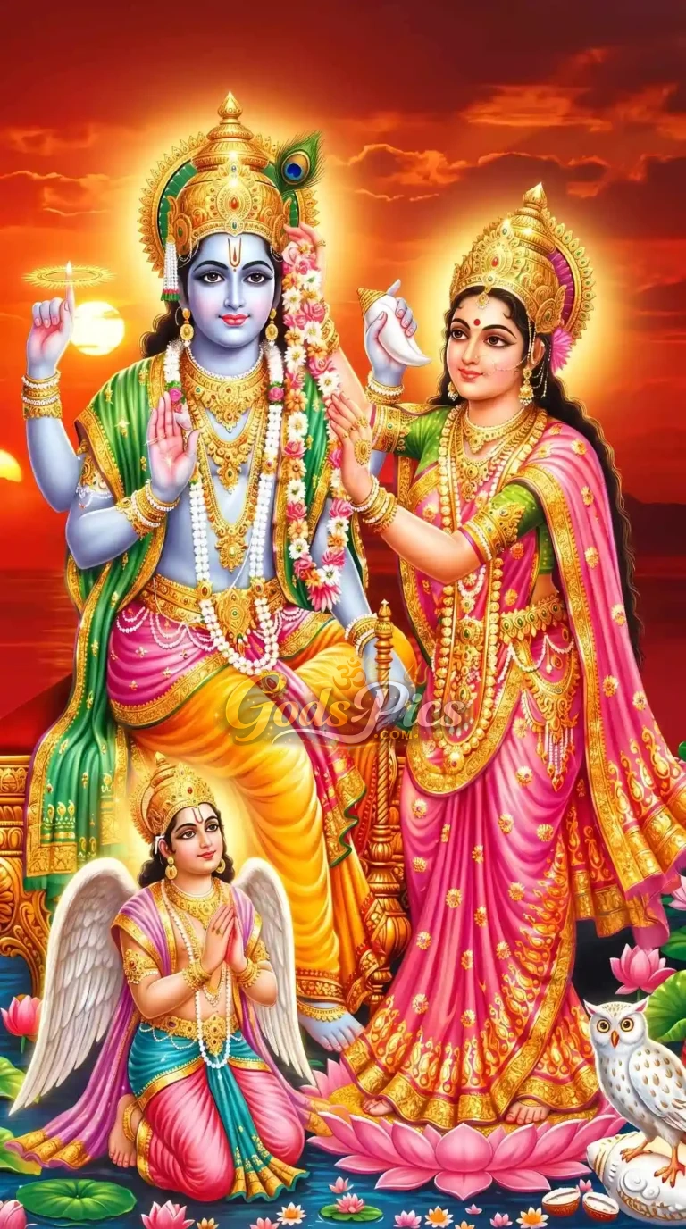 Lord Vishnu And Maa Laxmi Beautiful HD Wallpaper (3 Images)